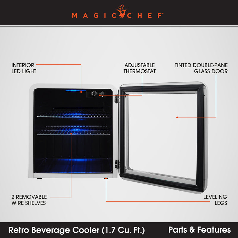 Magic Chef Retro Mini Beverage Cooler in White (1.7 cu. ft.)