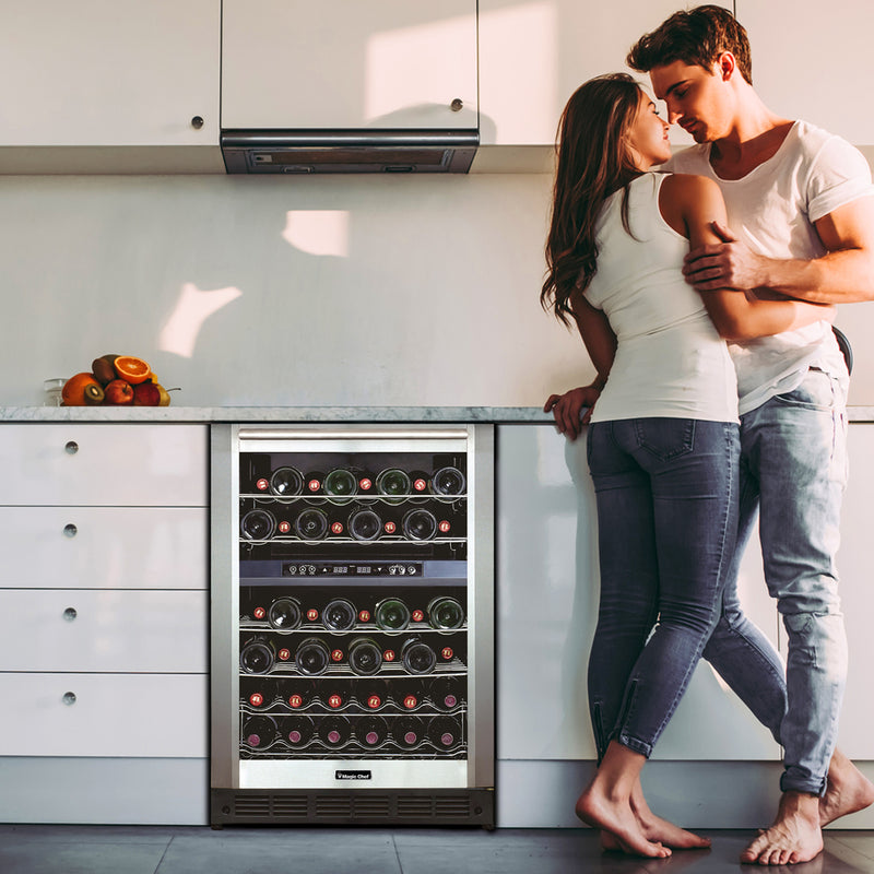 Magic Chef 44 Bottle/140 Can Dual Zone Wine and Beverage in Stainless Steel