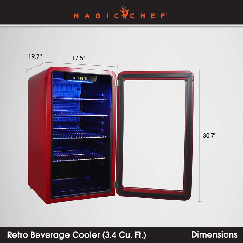 Magic Chef Retro Beverage Cooler in Red (3.4 cu. ft.)