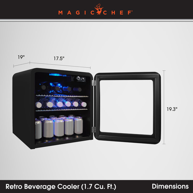 Magic Chef Retro Mini Beverage Cooler in Black (1.7 cu. ft.)
