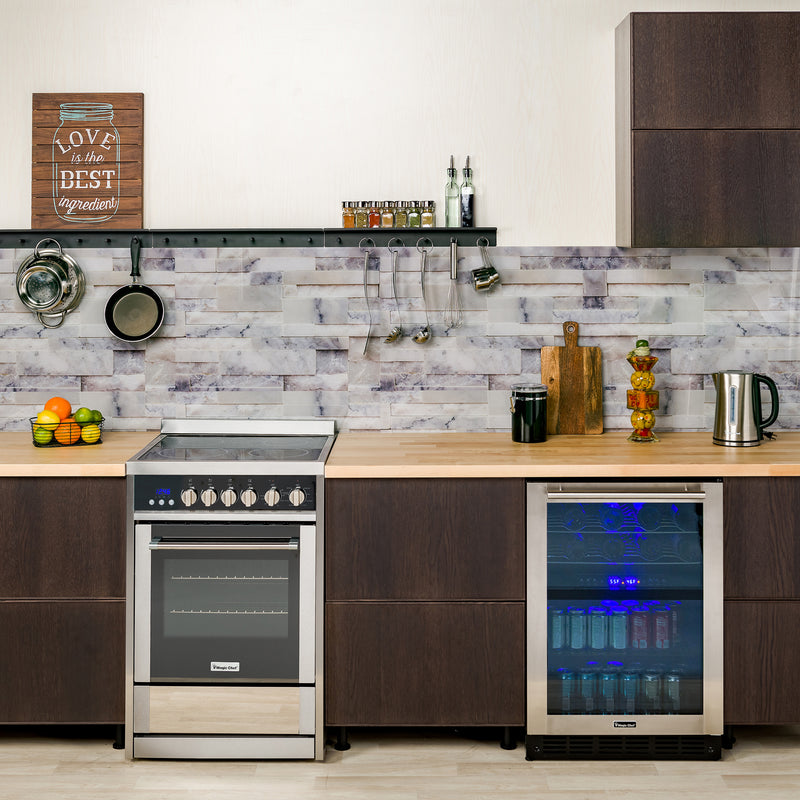 Magic Chef 44 Bottle/140 Can Dual Zone Wine and Beverage in Stainless Steel