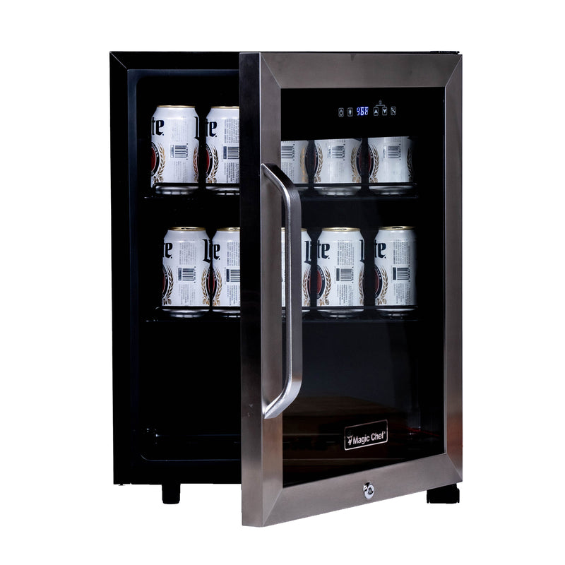 Magic Chef 18.9 in W. Single Zone 58 Can Beverage Cooler in Stainless Steel
