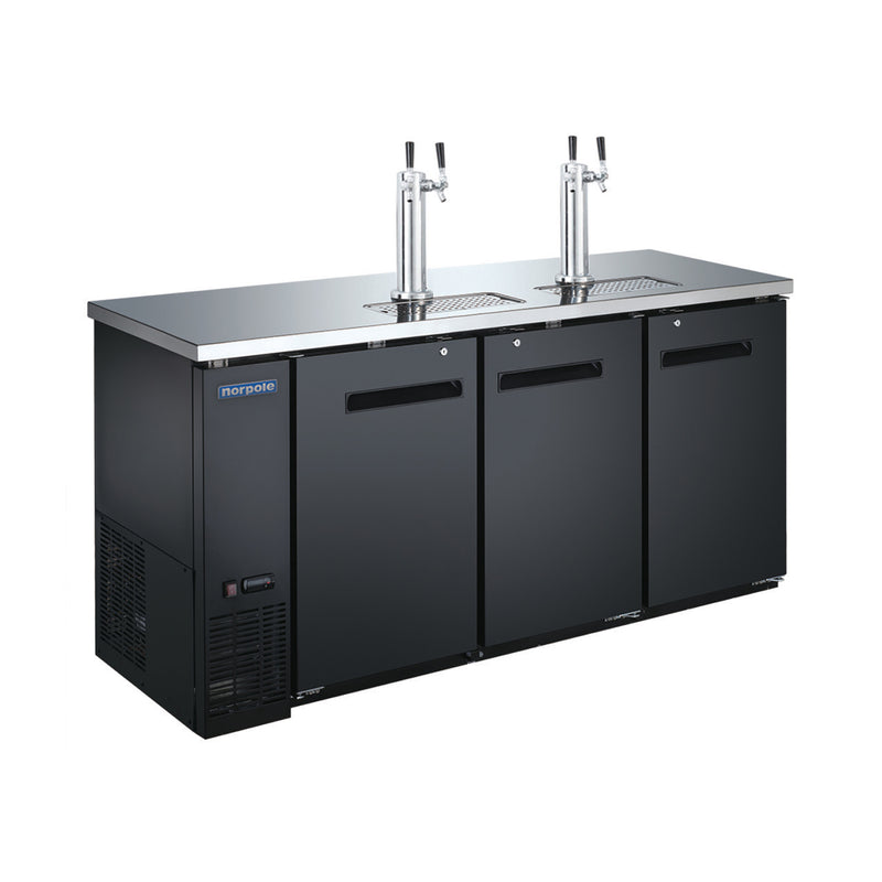 Norpole Three 1/2 Barrel Commercial Beer Keg Cooler, with 2 Direct Draw Taps in Black