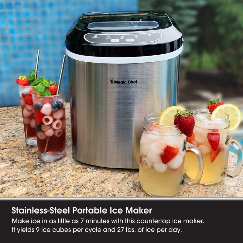 27 lb. Portable Countertop Ice Maker in Stainless