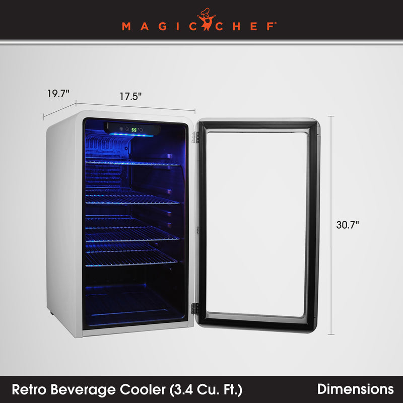 Magic Chef Retro Beverage Cooler in White (3.4 cu. ft.)