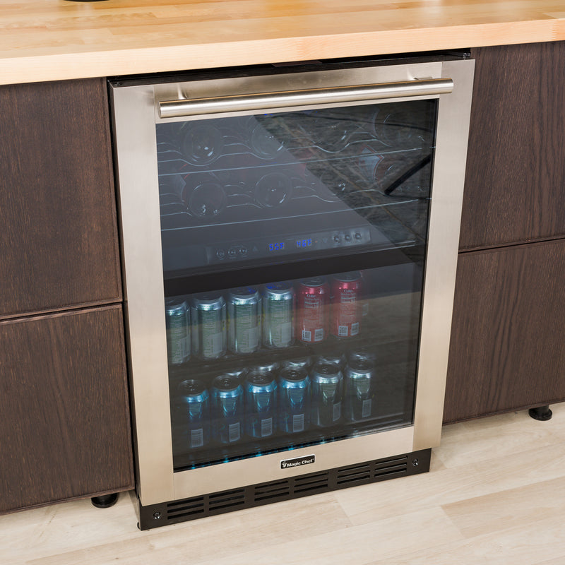Magic Chef 44 Bottle/140 Can Dual Zone Wine and Beverage in Stainless Steel