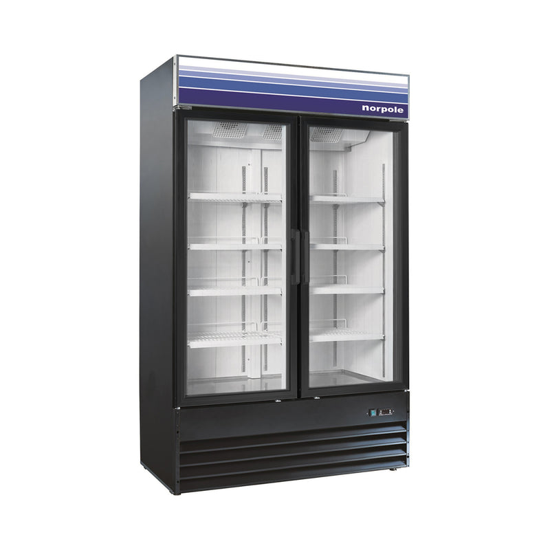 Norpole 2-Door Merchandiser Commercial Freezerless Refrigerator in Black (53 in. 45 cu. ft.)