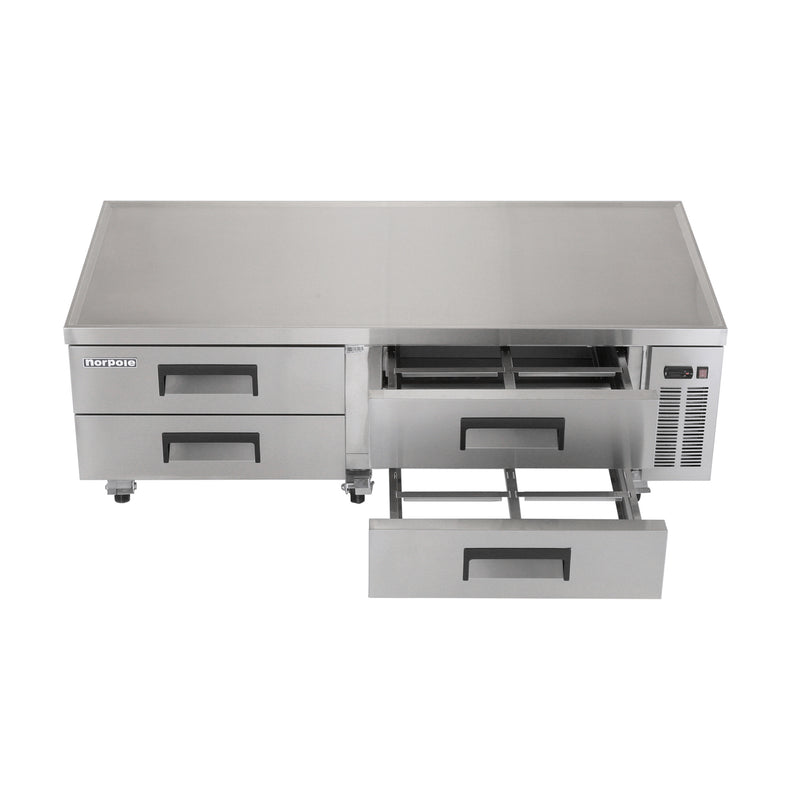 Norpole 4-Drawer Chef Base Commercial Refrigerator in Stainless Steel (72 in. W 16 cu. ft.)