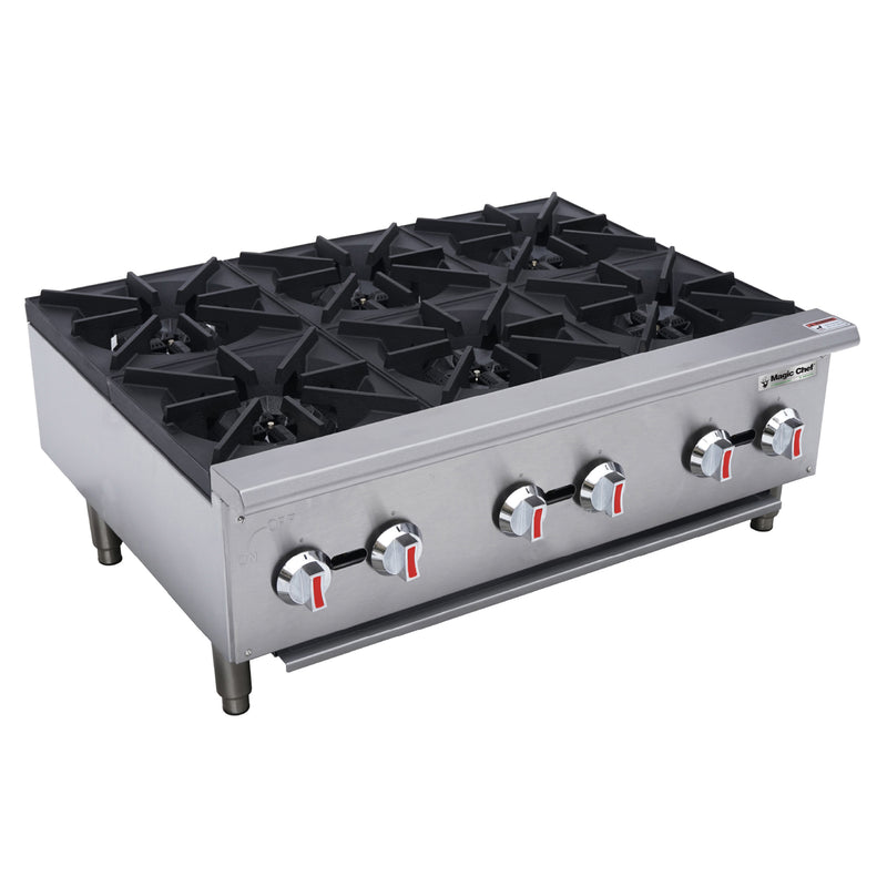 Magic Chef 6-Burner Countertop Gas Hotplate in Stainless Steel (36 in.)
