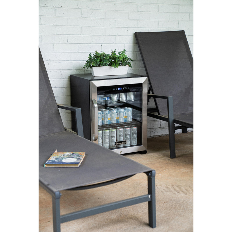 Magic Chef 18.9 in W. Single Zone 58 Can Beverage Cooler in Stainless Steel